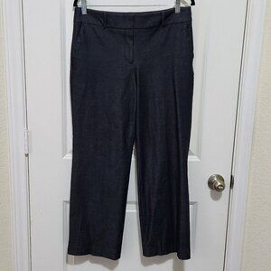 Talbots Women's 8 Newport Pants Flat Front Blue Polished Denim Trousers Career
